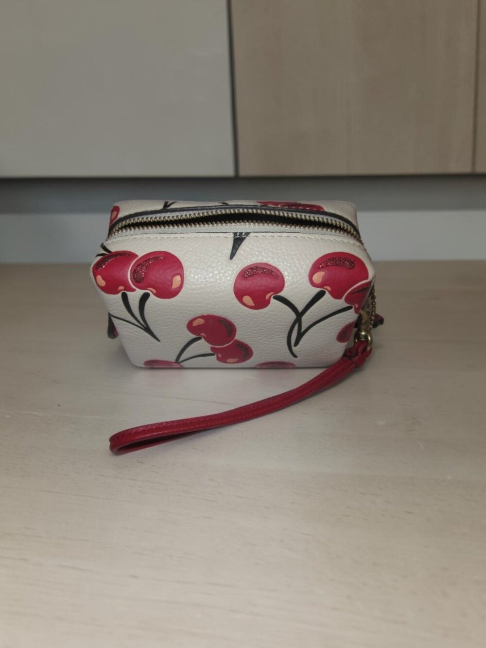 COACH - Cherry Print Leather Boxed Cosmetic Pouch, New in box - Picture 3 of 16